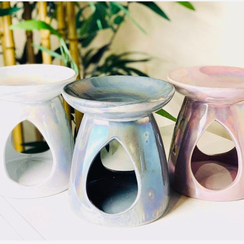 White pearlescent ombré Wax Burner